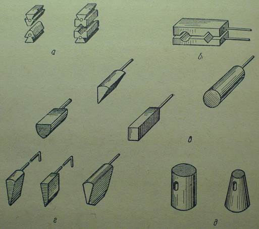 30. Какой буквой на рисунке инструментов, применяемых при свободной ковке, обозначены прошивни: