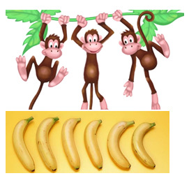 вопрос теста На сколько обезьян меньше, чем бананов