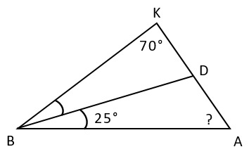вопрос теста Сумма углов треугольника. 7 класс. Задание 3
