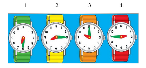 вопрос теста Какие часы показывают пятнадцать минут девятого